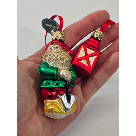 Christborn Blown Glass Santa Lantern Draped Christmas Holiday Ornament Figural - Picture 2 of 6